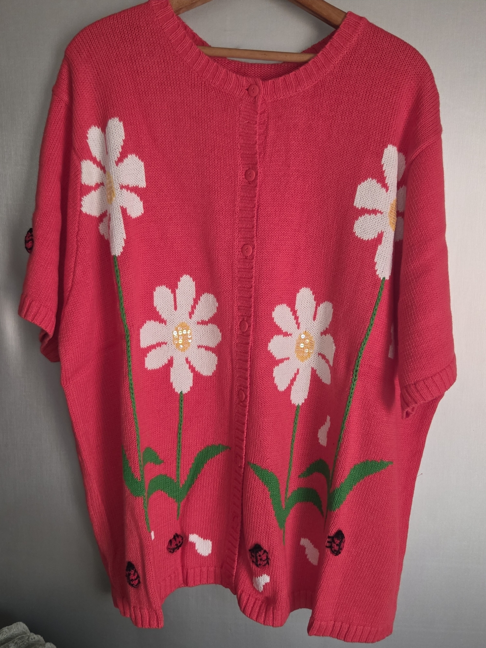 QVC Quaker Factory Nwt Hot Pink Floral Button-Up Women's Cardigan. 3X